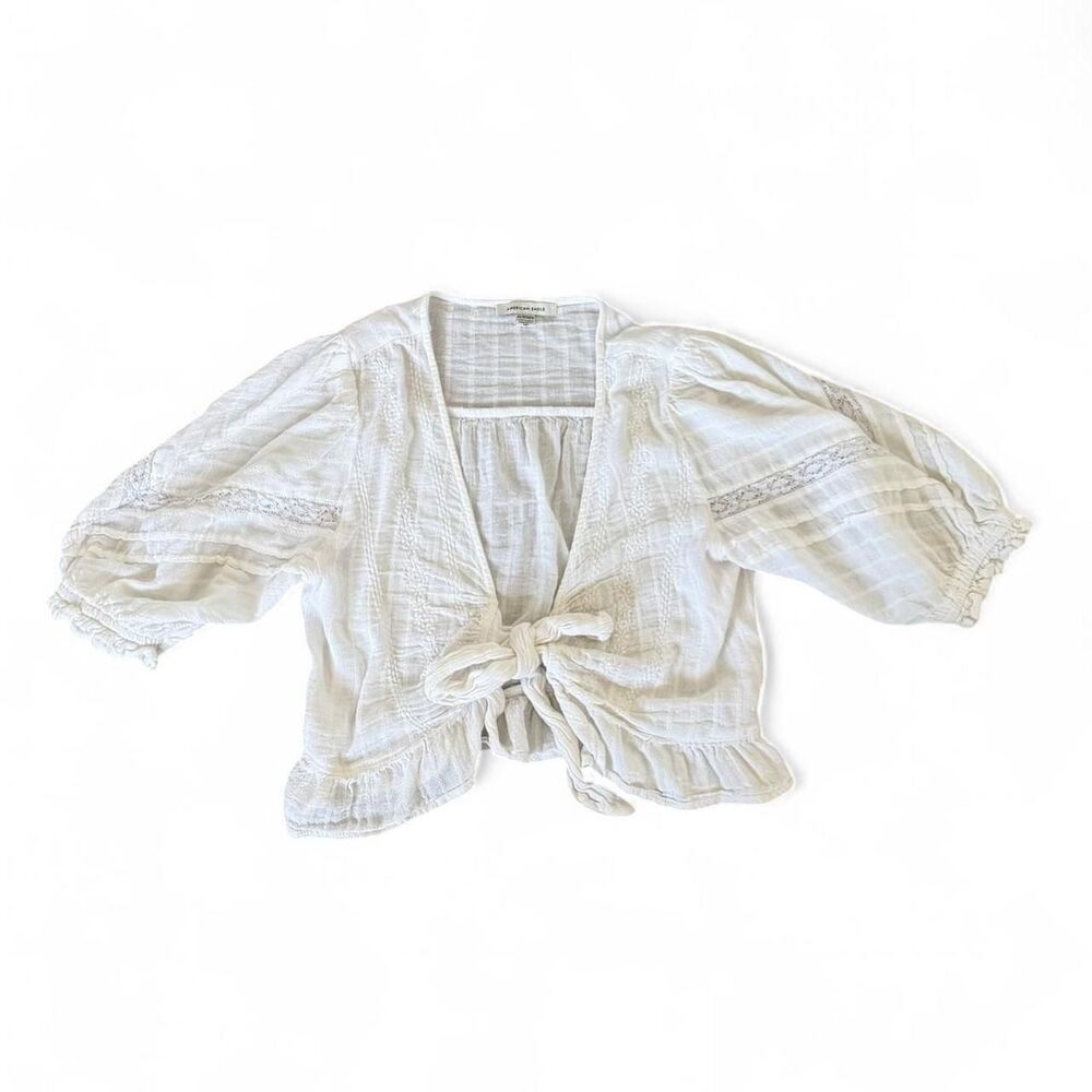 American Eagle White Tie Front Blouse - Size XS